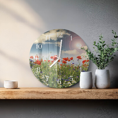 Glas wanduhr Wiese