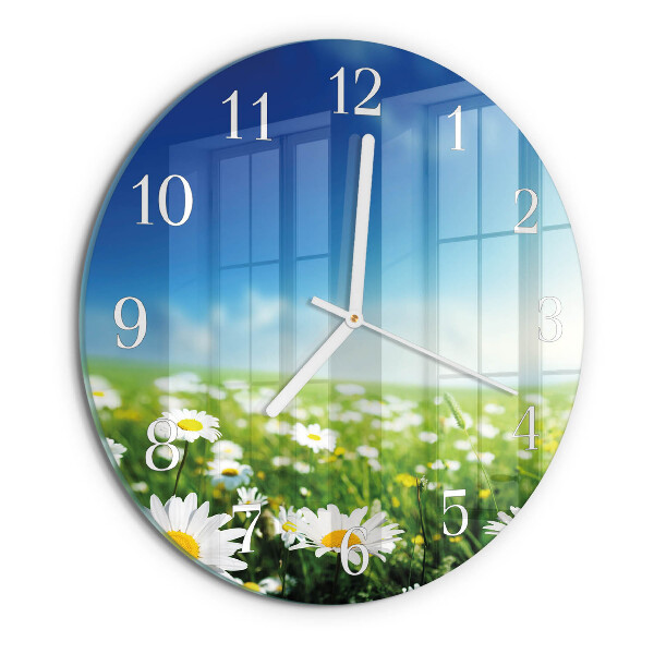 Glas wanduhr Wiese