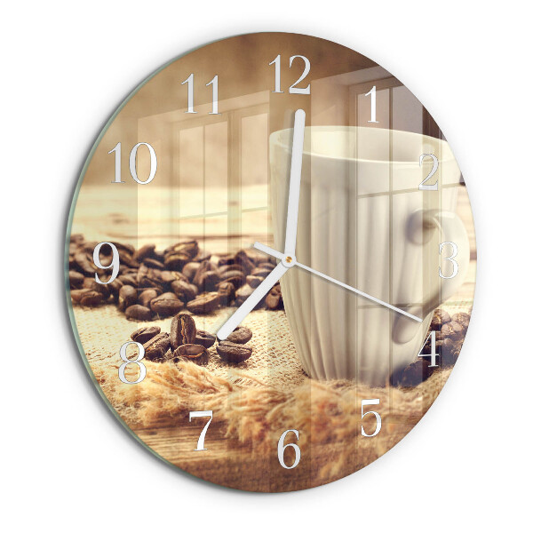 Glas wanduhr Kaffee