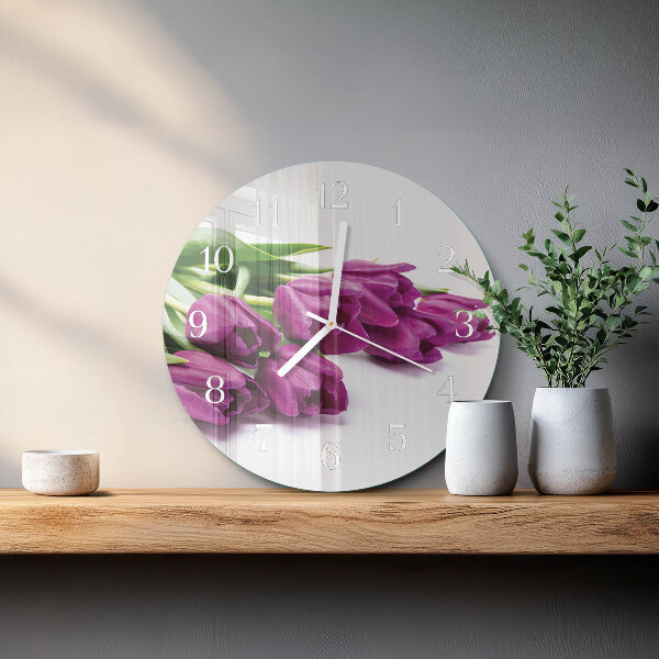 Glas wanduhr Tulpen