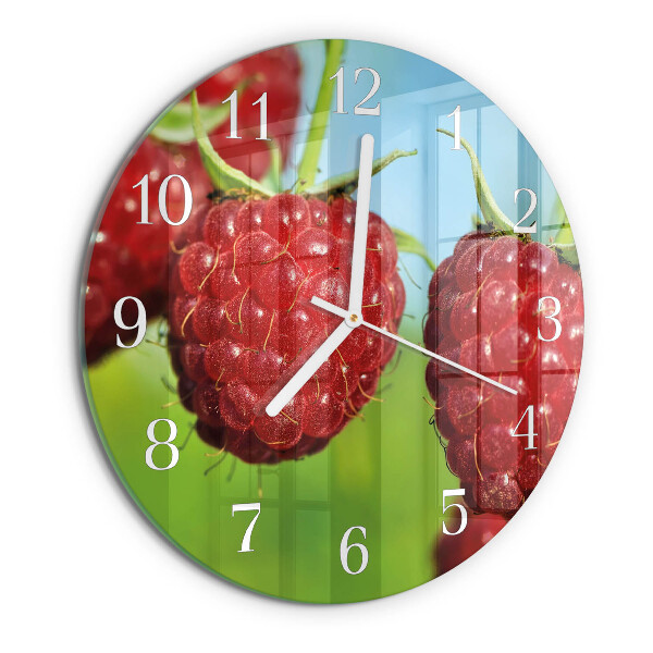 Glas wanduhr Himbeeren
