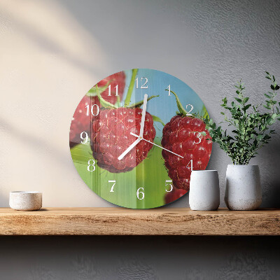 Glas wanduhr Himbeeren