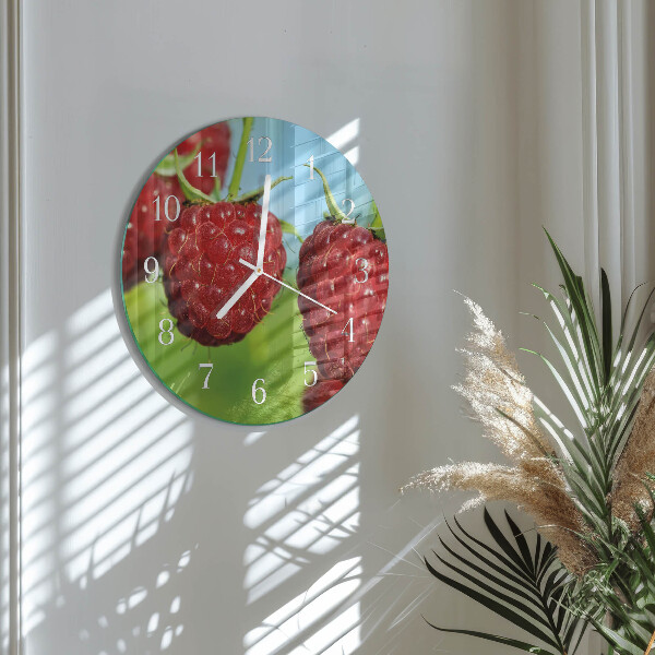 Glas wanduhr Himbeeren