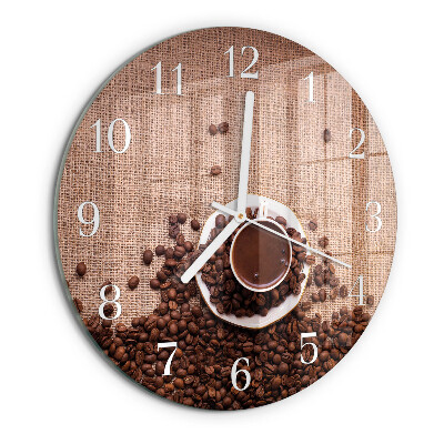 Glas wanduhr Kaffeebohnen