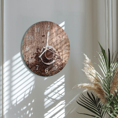 Glas wanduhr Kaffeebohnen