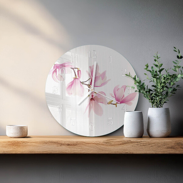 Glas wanduhr Magnolie
