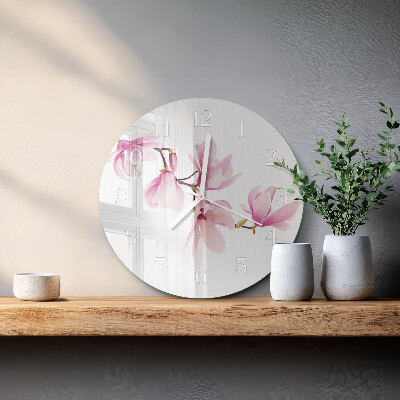 Glas wanduhr Magnolie
