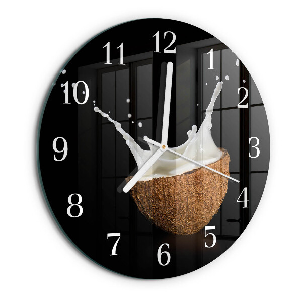 Glas wanduhr Kokosnuss