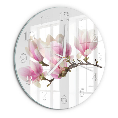 Glas wanduhr Magnolie