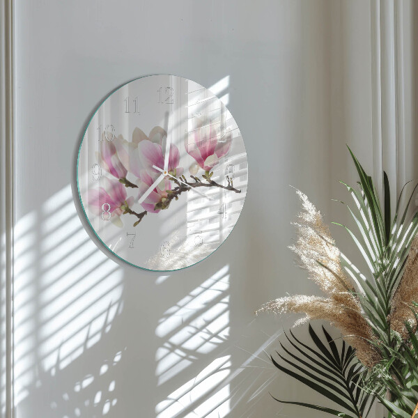 Glas wanduhr Magnolie