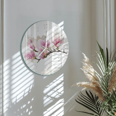 Glas wanduhr Magnolie