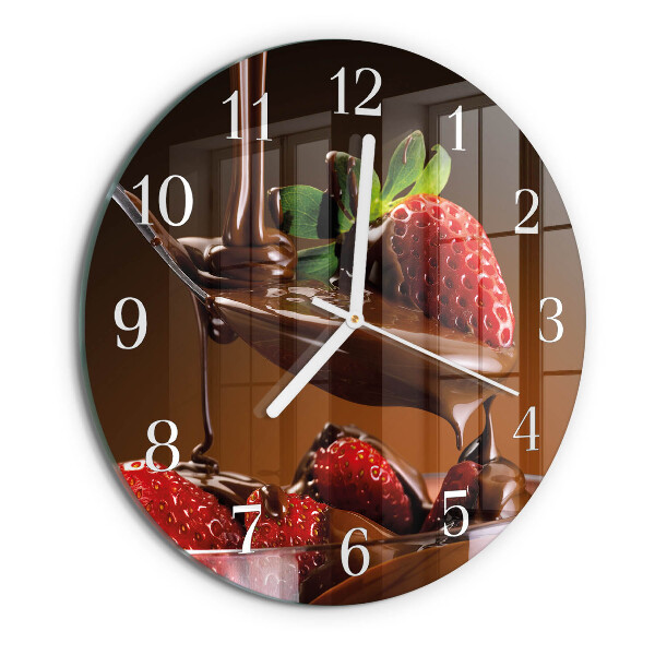 Glas wanduhr Schokoladen-Erdbeeren