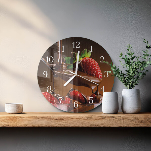 Glas wanduhr Schokoladen-Erdbeeren
