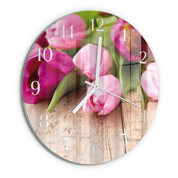Glas wanduhr Tulpen