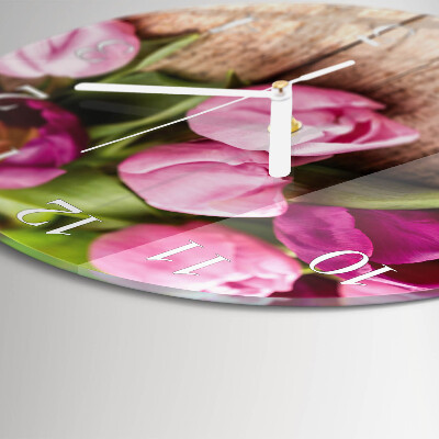 Glas wanduhr Tulpen