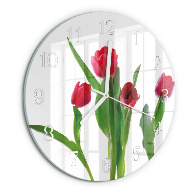 Glas wanduhr Tulpen