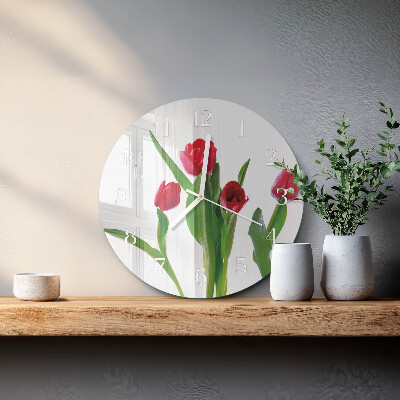 Glas wanduhr Tulpen