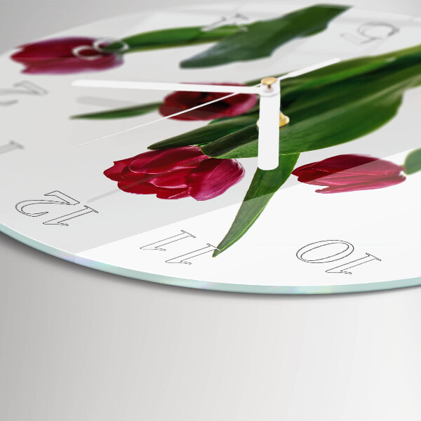 Glas wanduhr Tulpen