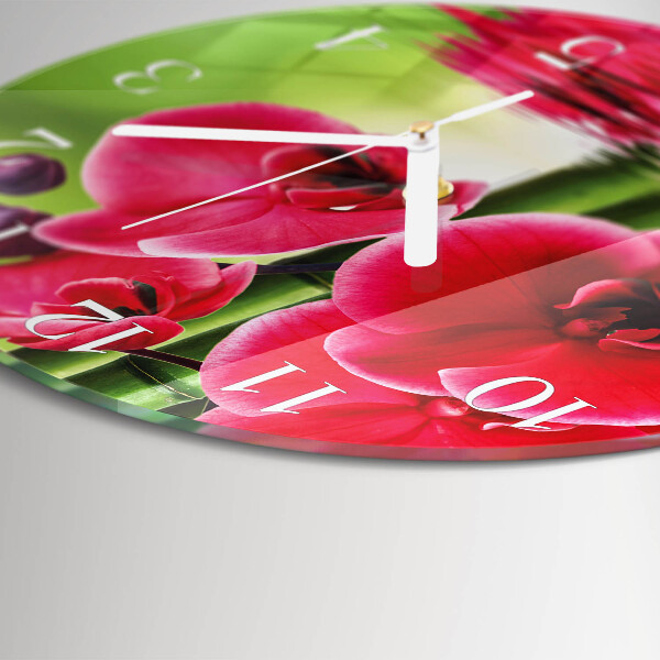 Glas wanduhr Orchidee