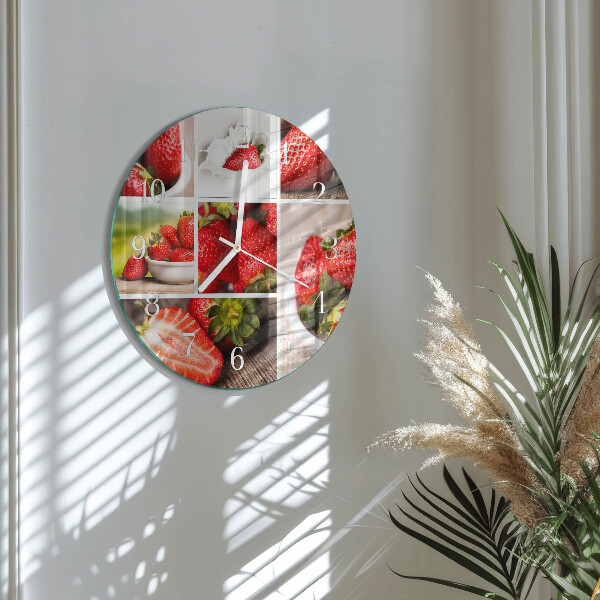 Glas wanduhr Erdbeeren