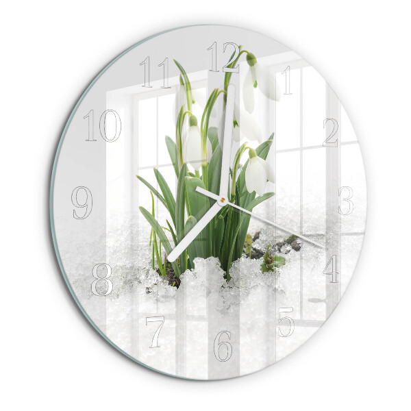 Glas wanduhr Schneeglöckchen
