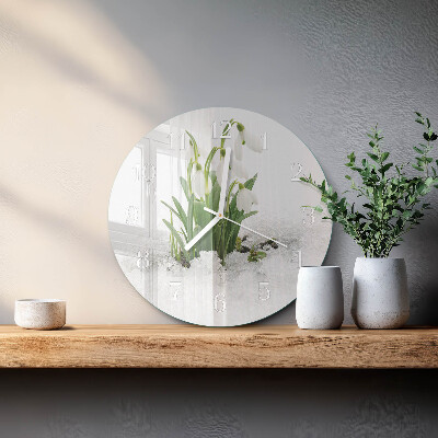 Glas wanduhr Schneeglöckchen