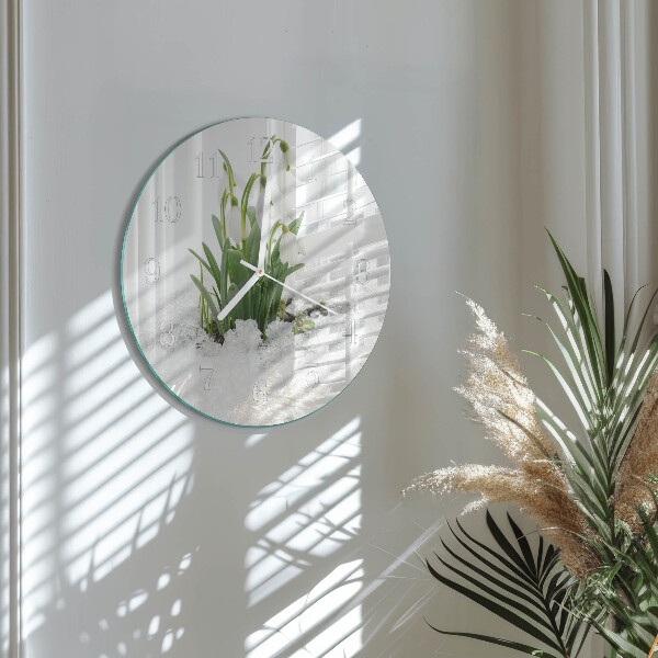 Glas wanduhr Schneeglöckchen