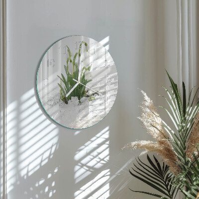 Glas wanduhr Schneeglöckchen