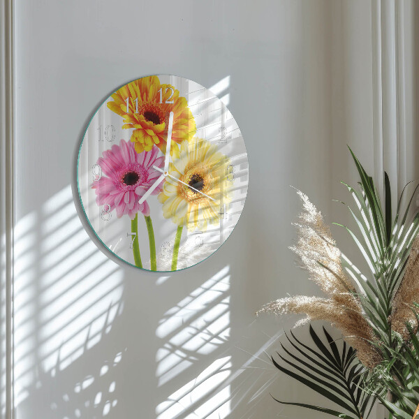 Glas wanduhr Blumen