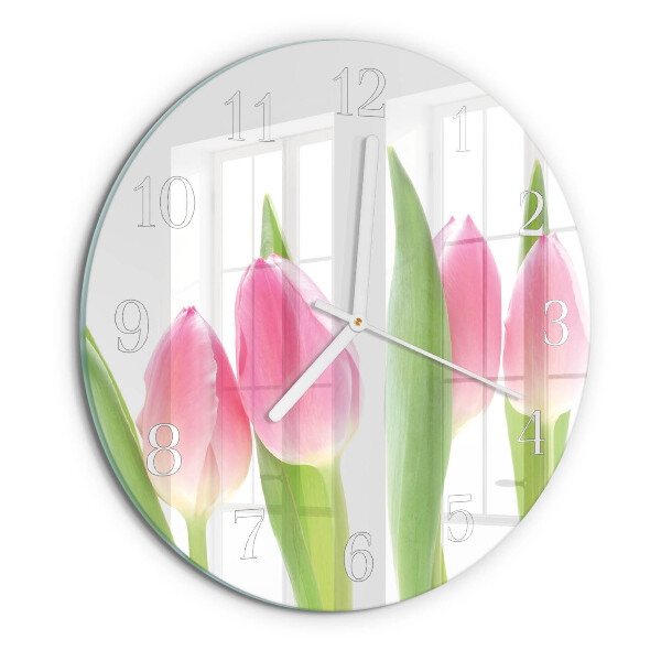 Glas wanduhr Tulpen