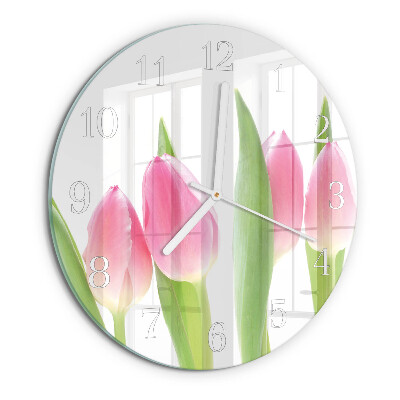 Glas wanduhr Tulpen