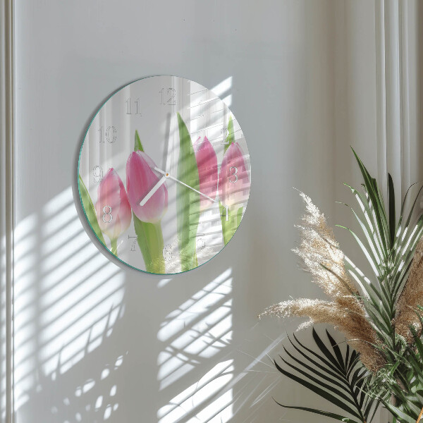 Glas wanduhr Tulpen
