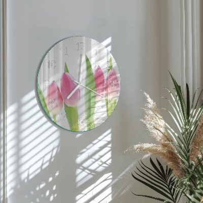 Glas wanduhr Tulpen