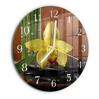 Glas wanduhr Bambusorchidee