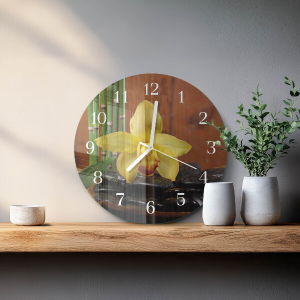 Glas wanduhr Bambusorchidee