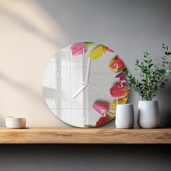 Glas wanduhr Tulpen
