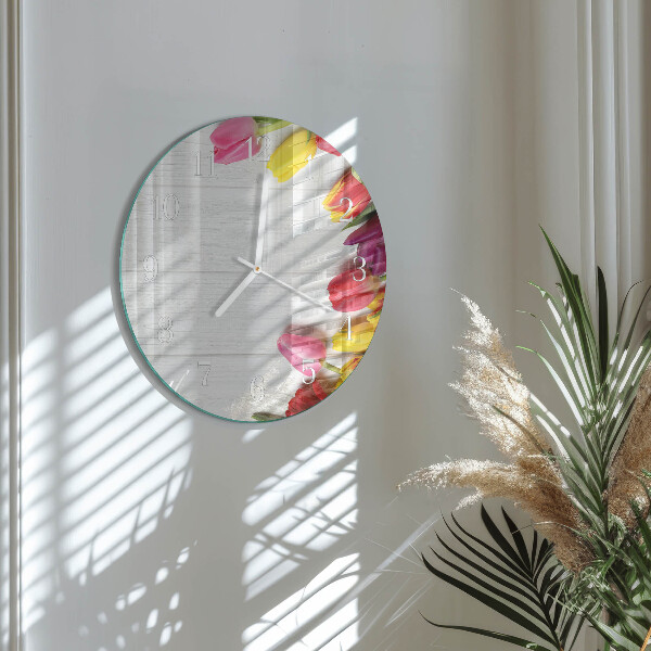 Glas wanduhr Tulpen