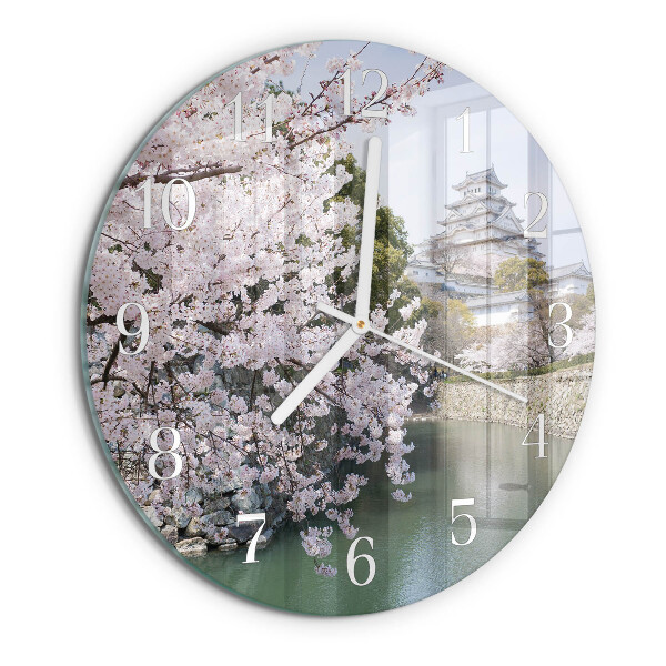 Glas wanduhr Kirschbäume