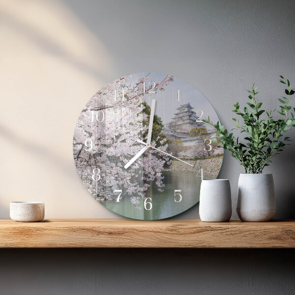 Glas wanduhr Kirschbäume