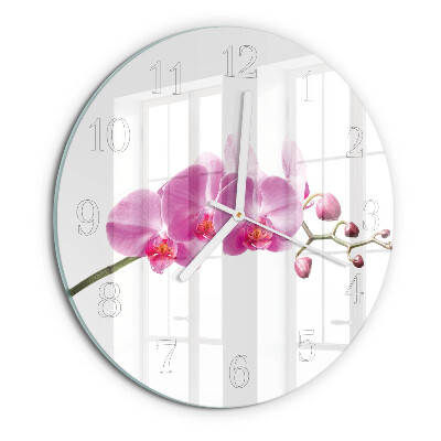 Glas wanduhr Orchidee