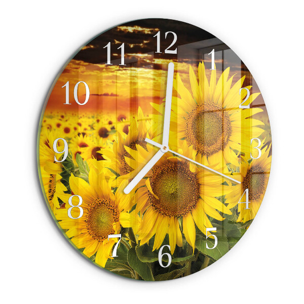 Glas wanduhr Sonnenblumen