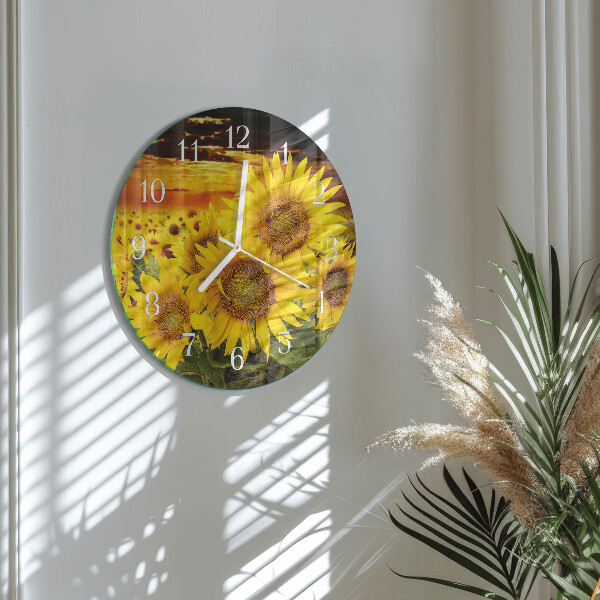 Glas wanduhr Sonnenblumen