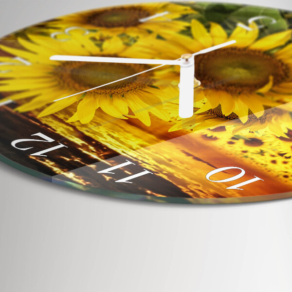 Glas wanduhr Sonnenblumen