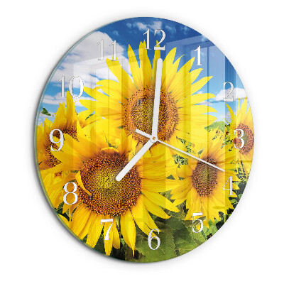 Glas wanduhr Sonnenblumen