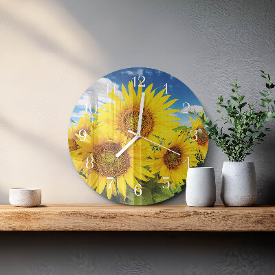 Glas wanduhr Sonnenblumen