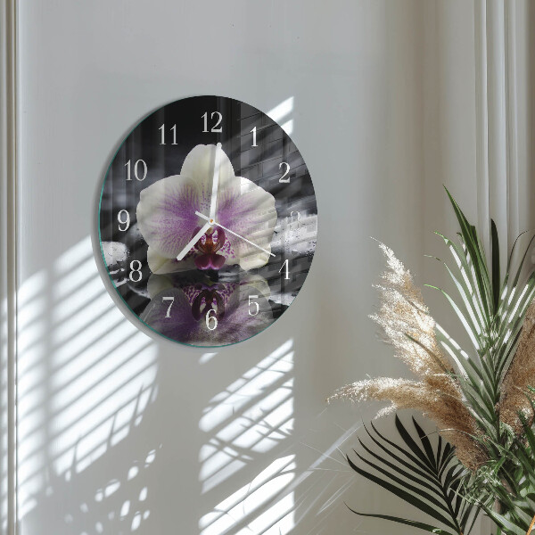 Glas wanduhr Orchidee