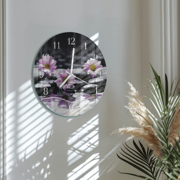 Glas wanduhr Blumen