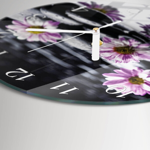 Glas wanduhr Blumen