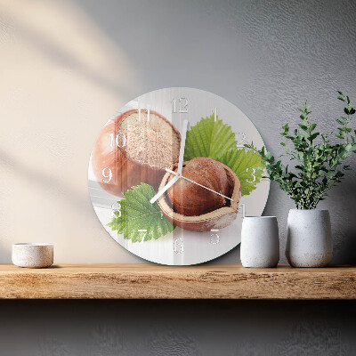Glas wanduhr Haselnüsse