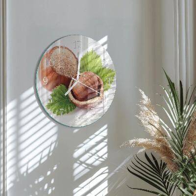 Glas wanduhr Haselnüsse